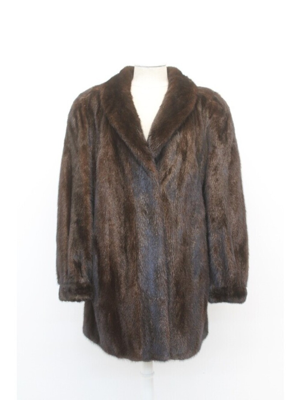 EXCELLENT CANADIAN DARK RANCH MINK FUR JACKET COAT WOMEN WOMAN SIZE 8 MEDIUM